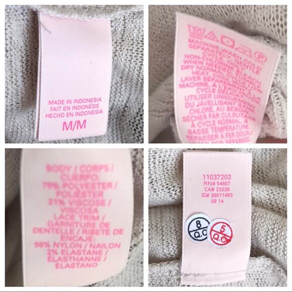 Victoria’s Secret Lace Cropped Sweatshirt Size M Crewneck Pullover Loungewear - Picture 8 of 8